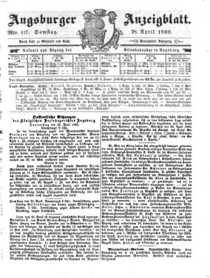 Augsburger Anzeigeblatt Samstag 28. April 1860