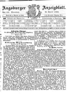 Augsburger Anzeigeblatt Sonntag 29. April 1860