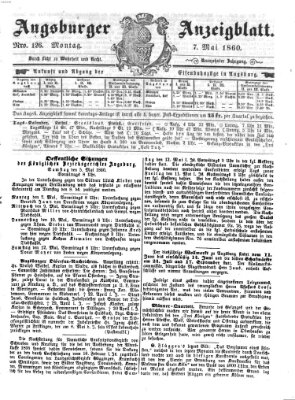 Augsburger Anzeigeblatt Montag 7. Mai 1860