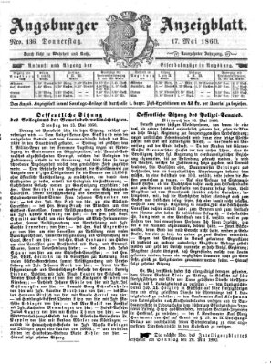 Augsburger Anzeigeblatt Donnerstag 17. Mai 1860