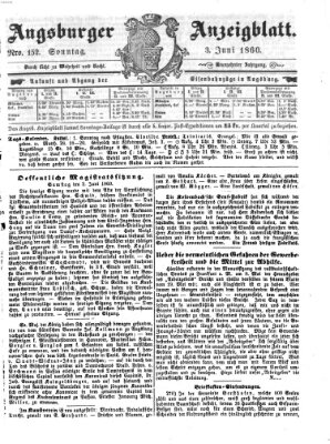 Augsburger Anzeigeblatt Sonntag 3. Juni 1860