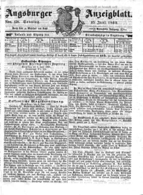 Augsburger Anzeigeblatt Sonntag 10. Juni 1860