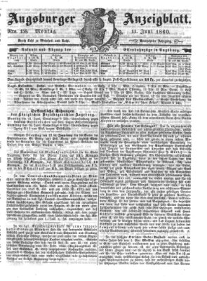 Augsburger Anzeigeblatt Montag 11. Juni 1860