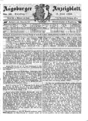 Augsburger Anzeigeblatt Dienstag 12. Juni 1860