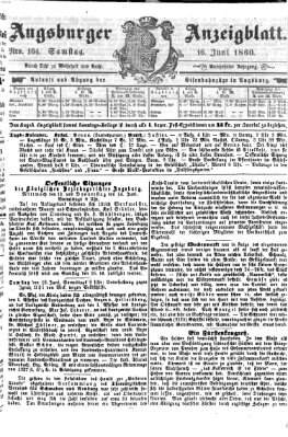 Augsburger Anzeigeblatt Samstag 16. Juni 1860