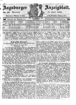 Augsburger Anzeigeblatt Montag 18. Juni 1860