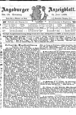 Augsburger Anzeigeblatt Sonntag 24. Juni 1860