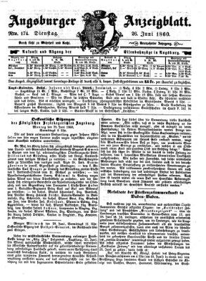 Augsburger Anzeigeblatt Dienstag 26. Juni 1860