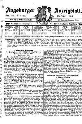 Augsburger Anzeigeblatt Freitag 29. Juni 1860