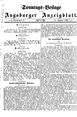 Augsburger Anzeigeblatt Sonntag 8. Januar 1860