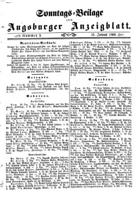 Augsburger Anzeigeblatt Sonntag 15. Januar 1860