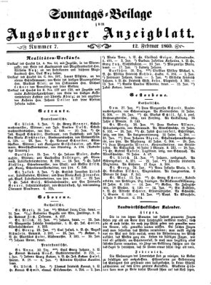 Augsburger Anzeigeblatt Sonntag 12. Februar 1860