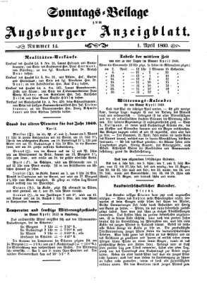 Augsburger Anzeigeblatt Sonntag 1. April 1860