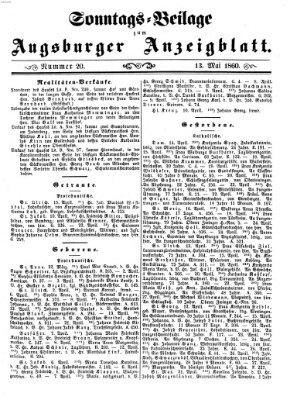 Augsburger Anzeigeblatt Sonntag 13. Mai 1860