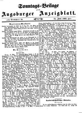 Augsburger Anzeigeblatt Sonntag 24. Juni 1860