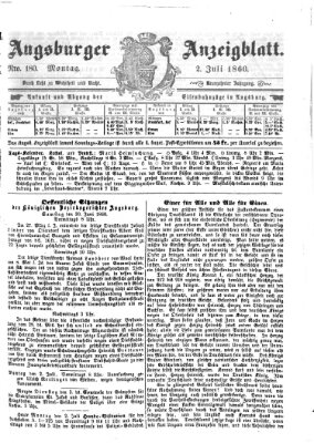 Augsburger Anzeigeblatt Montag 2. Juli 1860