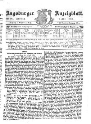 Augsburger Anzeigeblatt Freitag 6. Juli 1860