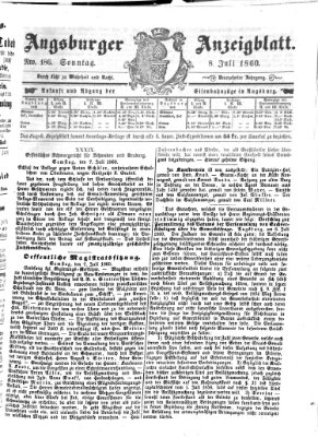 Augsburger Anzeigeblatt Sonntag 8. Juli 1860