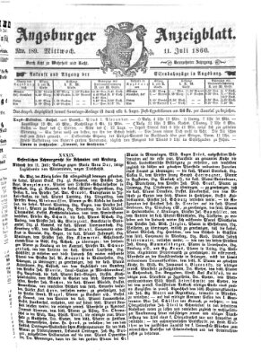 Augsburger Anzeigeblatt Mittwoch 11. Juli 1860