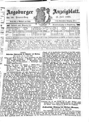 Augsburger Anzeigeblatt Donnerstag 12. Juli 1860