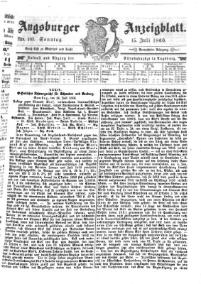 Augsburger Anzeigeblatt Sonntag 15. Juli 1860