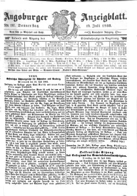 Augsburger Anzeigeblatt Donnerstag 19. Juli 1860