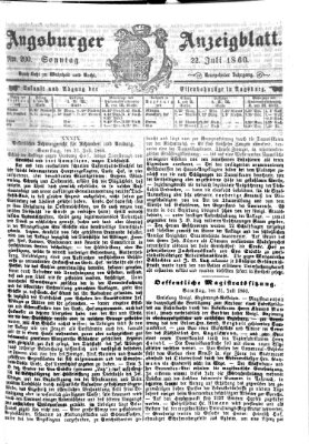 Augsburger Anzeigeblatt Sonntag 22. Juli 1860