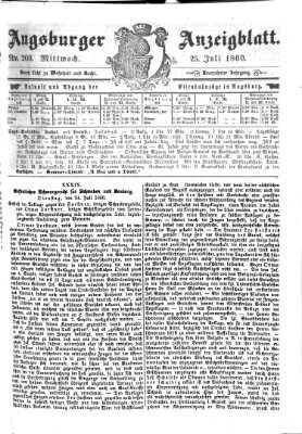 Augsburger Anzeigeblatt Mittwoch 25. Juli 1860