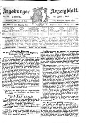 Augsburger Anzeigeblatt Samstag 28. Juli 1860