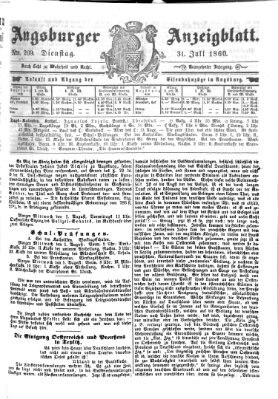 Augsburger Anzeigeblatt Dienstag 31. Juli 1860