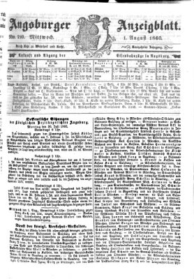 Augsburger Anzeigeblatt Mittwoch 1. August 1860