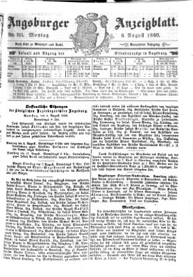 Augsburger Anzeigeblatt Montag 6. August 1860