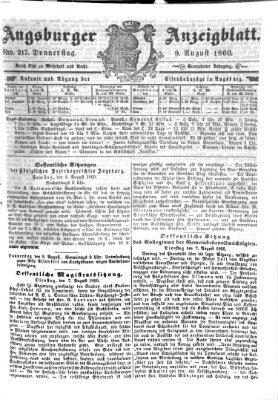 Augsburger Anzeigeblatt Donnerstag 9. August 1860