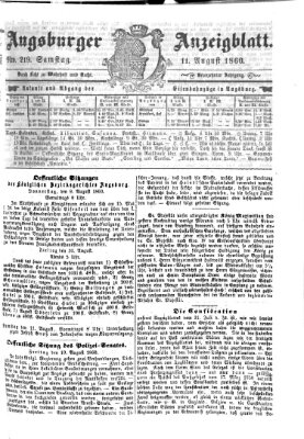 Augsburger Anzeigeblatt Samstag 11. August 1860