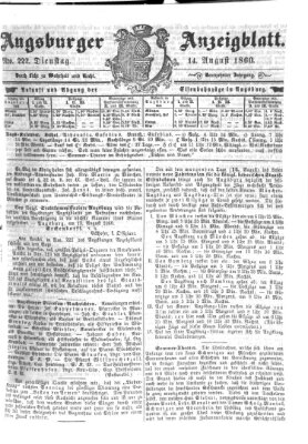 Augsburger Anzeigeblatt Dienstag 14. August 1860