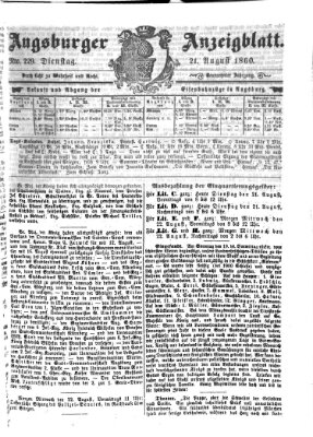 Augsburger Anzeigeblatt Dienstag 21. August 1860