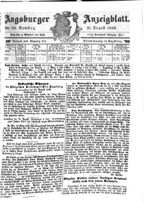 Augsburger Anzeigeblatt Samstag 25. August 1860