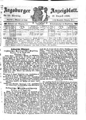 Augsburger Anzeigeblatt Montag 27. August 1860