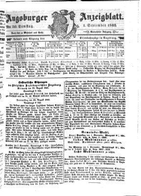 Augsburger Anzeigeblatt Samstag 1. September 1860