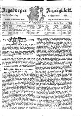 Augsburger Anzeigeblatt Sonntag 2. September 1860