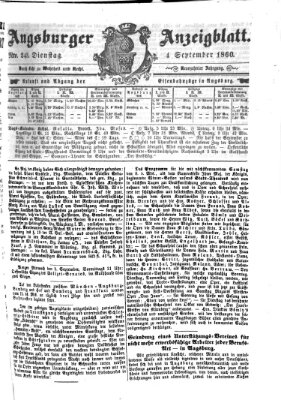 Augsburger Anzeigeblatt Dienstag 4. September 1860