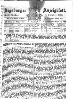 Augsburger Anzeigeblatt Dienstag 18. September 1860