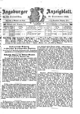 Augsburger Anzeigeblatt Donnerstag 20. September 1860