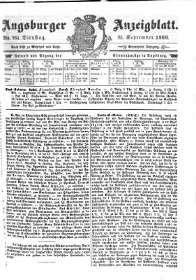 Augsburger Anzeigeblatt Dienstag 25. September 1860