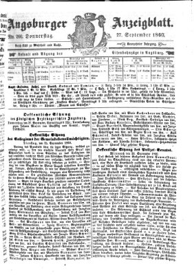 Augsburger Anzeigeblatt Donnerstag 27. September 1860