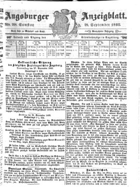 Augsburger Anzeigeblatt Samstag 29. September 1860