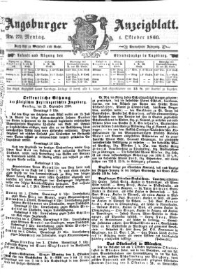 Augsburger Anzeigeblatt Montag 1. Oktober 1860