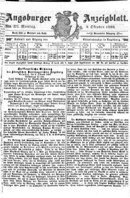 Augsburger Anzeigeblatt Montag 8. Oktober 1860