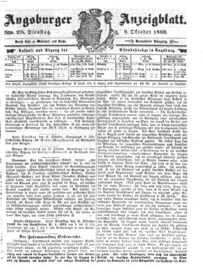 Augsburger Anzeigeblatt Dienstag 9. Oktober 1860