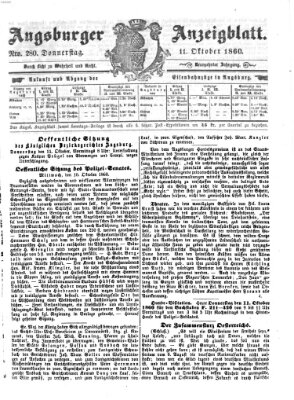 Augsburger Anzeigeblatt Donnerstag 11. Oktober 1860